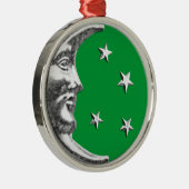 アールデコムーンと星 – ジェードグリーンとシルバー メタルオーナメント (右)