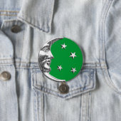 アールデコムーンと星 – ジェードグリーンとシルバー 缶バッジ (インサイチュ)