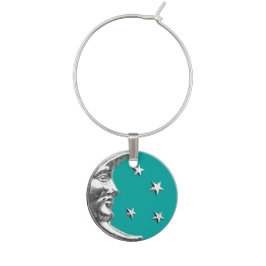 アールデコムーンアンドスターズ – ターコイズ&シルバー ワインチャーム