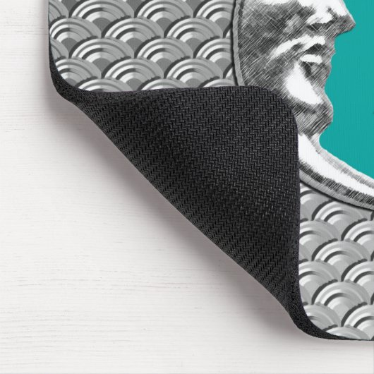 アールデコムーン&スターズ – ターコイズ&シルバー マウスパッド (コーナー)