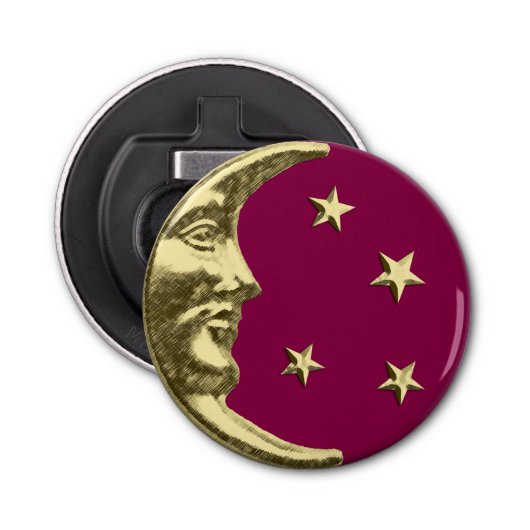 アールデコムーン&スターズ – ブルゴーニュと金ゴールド 栓抜き (正面)