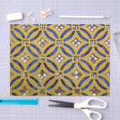 アールデコモザイクタイル金ゴールドと青 薄葉紙 (クラフト)