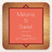 アールデコモダンギャツビーグリッター結婚ズ スクエアペーパーコースター (正面)