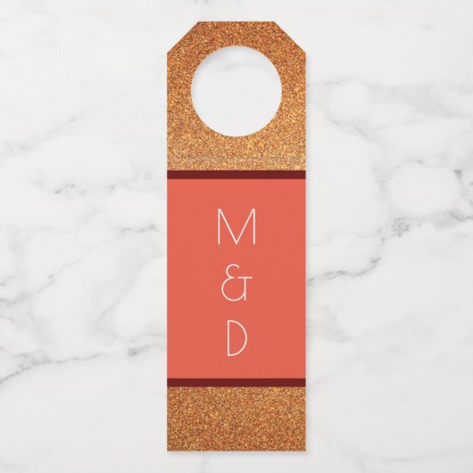 アールデコモダンギャツビー金ゴールド結婚グリッター ボトルネックタグ (正面)