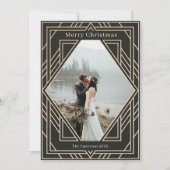 アールデコモダンゴールデンクリスマスフォトデザイン カード (正面)
