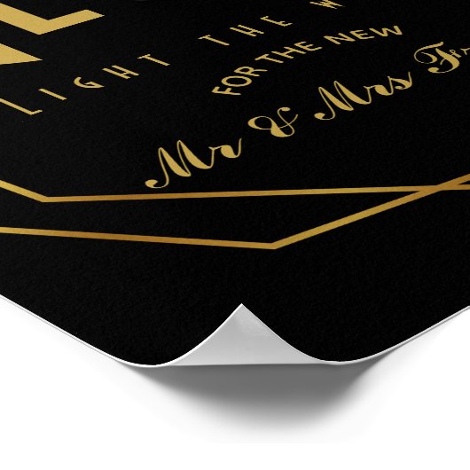 アールデコモダンスタイルラブグローウェディングパーティー ポスター (角)