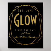 アールデコモダンスタイルラブグローウェディングパーティー ポスター (正面)