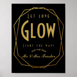 アールデコモダンスタイルラブグローウェディングパーティー ポスター