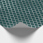 アールデコモダンティール（緑がかった色）シルバークローバーVIP ラッピングペーパー (角)