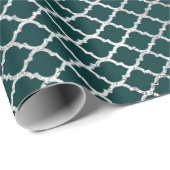 アールデコモダンティール（緑がかった色）シルバークローバーVIP ラッピングペーパー (ロールコーナー)