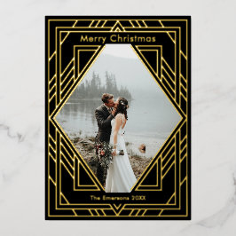 アールデコモダンデザインホリデーカード 箔シーズンカード