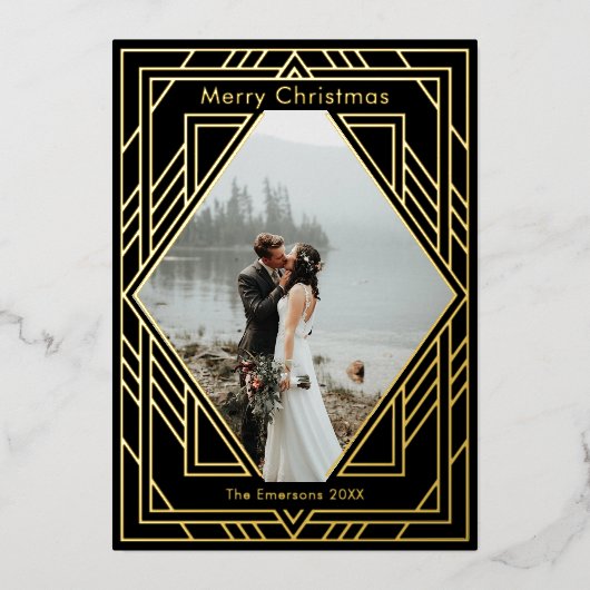 アールデコモダンデザインホリデーカード 箔シーズンカード (正面)