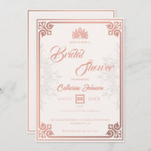 アールデコモダンピーコックバラピンクブライダルシャワー