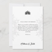 アールデコモダンピーコックホワイト4フォト結婚ズ サンキューカード (裏面)