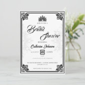 アールデコモダンピーコック白黒ブライダルシャワー 招待状 (スタンド正面)