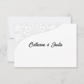 アールデコモダンピーコック白黒結婚ズ 出欠カード (裏面)