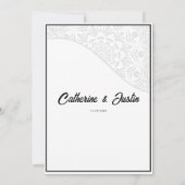 アールデコモダンピーコック白黒結婚ズ 招待状 (裏面)