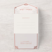 アールデコモダンピーコック赤面バラピンク結婚ズ オールインワン招待状 (外側)