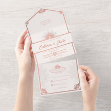 アールデコモダンピーコック赤面バラピンク結婚ズ