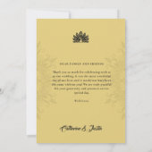 アールデコモダンピーコック金ゴールド&ブラックフォト結婚ズ サンキューカード (裏面)