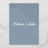 アールデコモダンピーコ結婚ック銀 箔招待状 (裏面)