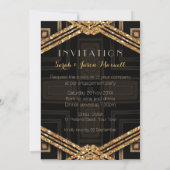 アールデコモダンブラック金ゴールド婚約パーティ 招待状 (裏面)