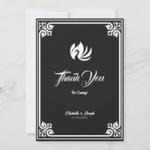 アールデコモダンホワイトスウ結婚ン サンキューカード (正面)