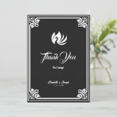 アールデコモダンホワイトスウ結婚ン サンキューカード (スタンド正面)