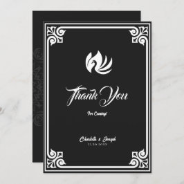 アールデコモダンホワイトスウ結婚ン サンキューカード