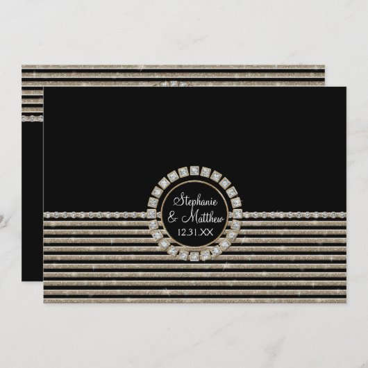 アールデコモダン横型結婚セット 招待状 (正面/裏面)