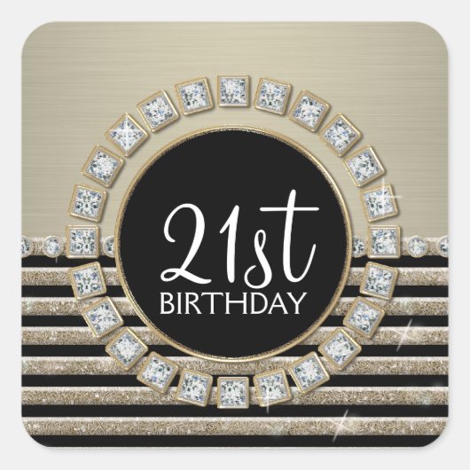 アールデコモダン水平ストライプグリッター外観 スクエアシール (正面)