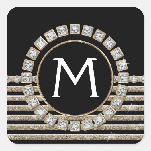 アールデコモダン水平ストライプグリッター外観 スクエアシール (正面)