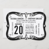 アールデコモダン結婚の 招待状 (正面)