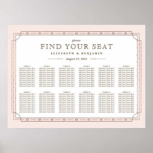 アールデコモダン赤面ピンクローズゴールドフォイル結婚ズ ポスター (正面)