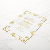 アールデコモダン金箔押し付きフローラ結婚' 箔招待状 (回転した状態)