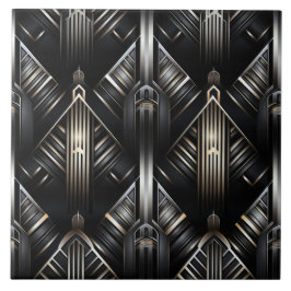 アールデコモダン、中国語室、金ゴールドおよびブラック タイル