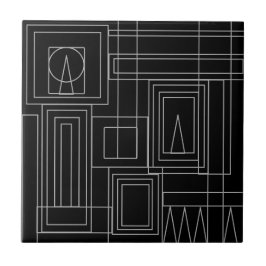 アールデコモノクロタイルコースター タイル