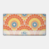 アールデコモノグラムのエーゲ夏色放射曼荼羅 デスクマット (正面)