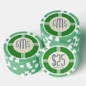 アールデコモノグラムイニシャルパーソナライズされたトランプのポーカーチップ ポーカーチップ (積み重ね)