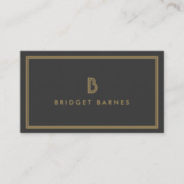 アールデコモノグラムイニシャルロゴ金ゴールドおよびグレー 名刺