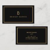 アールデコモノグラムイニシャルロゴ金ゴールドとブラック 名刺 (正面/裏面)