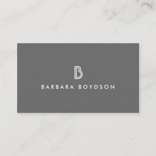 アールデコモノグラムイニシャルロゴ（灰色および白） 名刺 (正面)