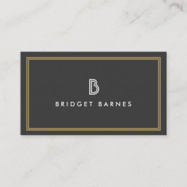 アールデコモノグラムイニシャルロゴ（白と灰色） 名刺