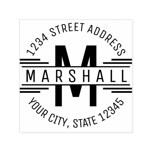 アールデコモノグラム(名前と差出人住所) セルフインキングスタンプ (デザイン)