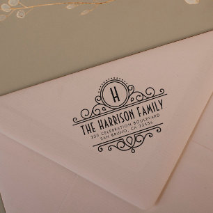 アールデコモノグラム  名前をカスタムすると差出人住所 セルフインキングスタンプ