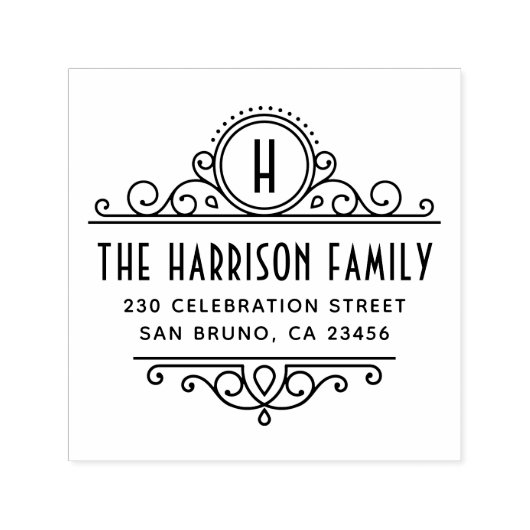 アールデコモノグラム |名前をカスタムすると差出人住所 セルフインキングスタンプ (デザイン)