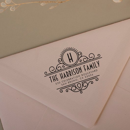 アールデコモノグラム |名前をカスタムすると差出人住所 ラバースタンプ