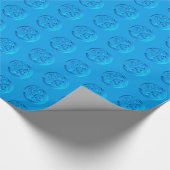 アールデコユリ模様 – セルーリアンブルー ラッピングペーパー (角)