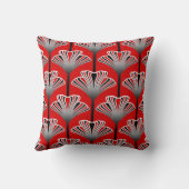 アールデコユリ、深紅および灰色/灰色 クッション (裏面)