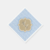 アールデコライトブルーフィッシュはかりで測タンモノグラム名 スタンダードカクテルナプキン (角)